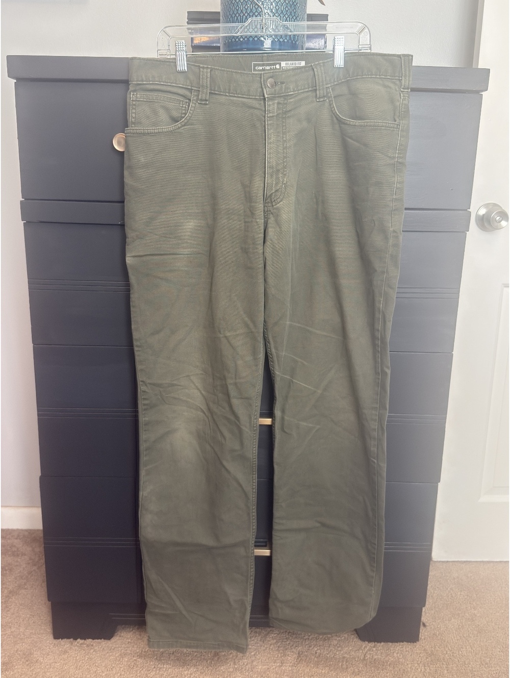 Carhartt Relaxed Fit Rugged Flex Olive Green Work Pants 36x34